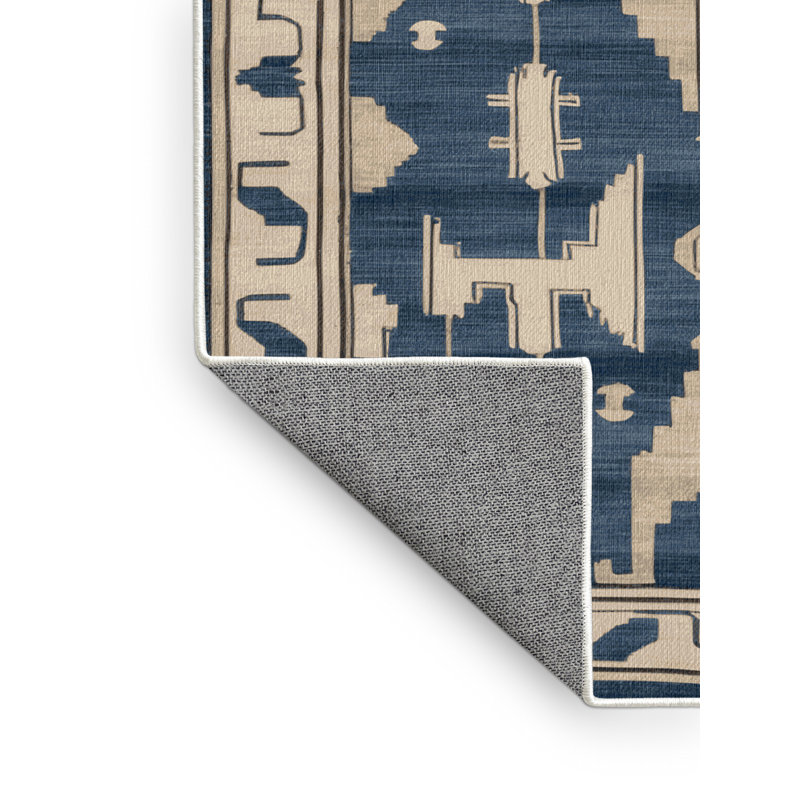 Machine Washable Art Deco Beige Area Rug, Square 3'