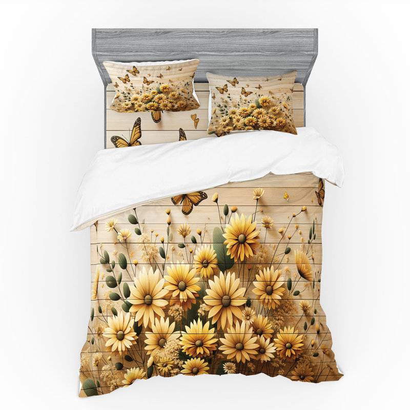 Polyester Floral Duvet Cover, California King Duvet Cover + 3 Additional Pieces