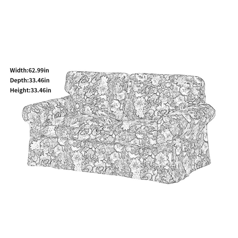 Canapé rétro multicolore, 3, H 33,46 po x l 62,99 po x P 33,46 po
