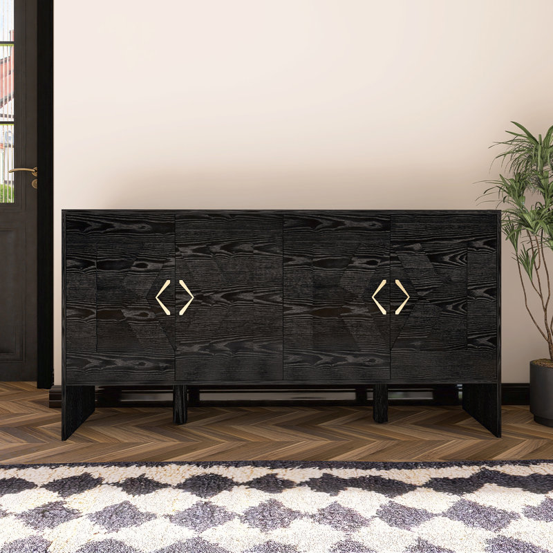 Buffet Mid-Century moderne avec rangement, Noir