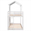 Lit superposé simple au-dessus d'un lit simple en bois avec toit-935296171