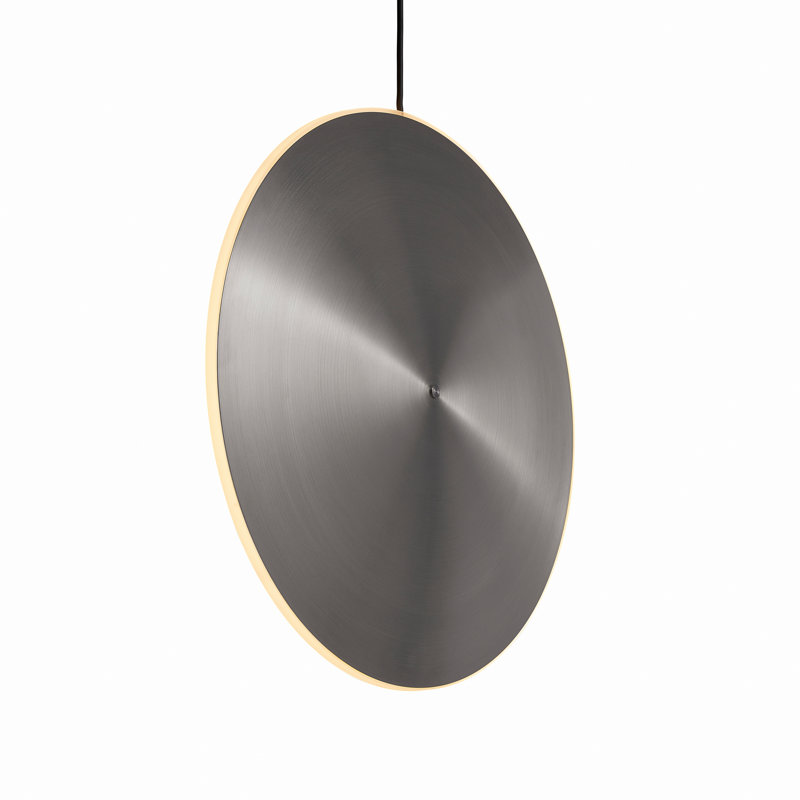 Chrona Modern Round Spun Brass Pendant Light, Vertical, Solid Brass, 17" H x 17" W x 3" D