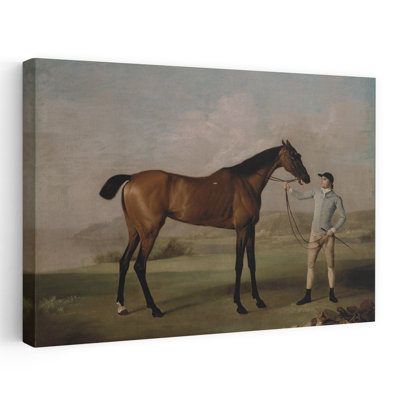 Racehorse And Groom Classic Traditional Abstract Horse Landscape Nature Wall Art Print 1 Piece Wrapped Canvas Wall Art