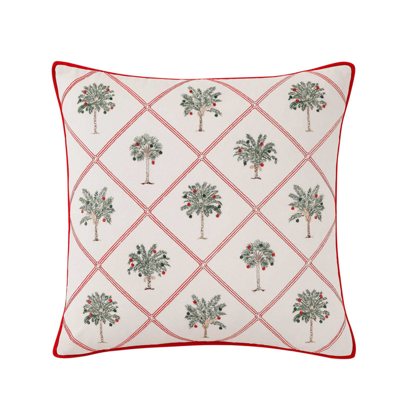 Tommy Bahama Palm Tree Trellis Throw Pillow, Red Floral