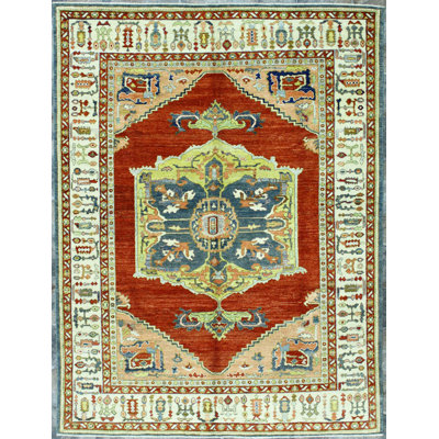 Tapis unique Oushak fabriqué à la main à motif anatolien vieilli 5 pi 10 po x 7 pi 7 po One-of-a-Kind