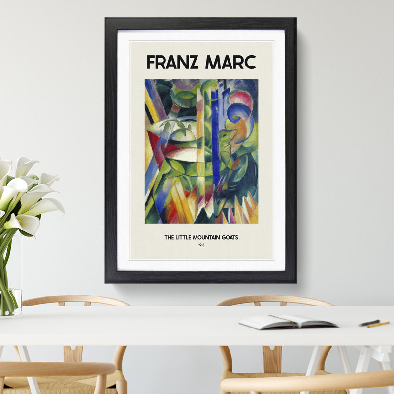 The Little Mountain Goats by Franz Marc - Picture Frame Painting, 65cm H x 48cm W x 2cm D, Black Framed