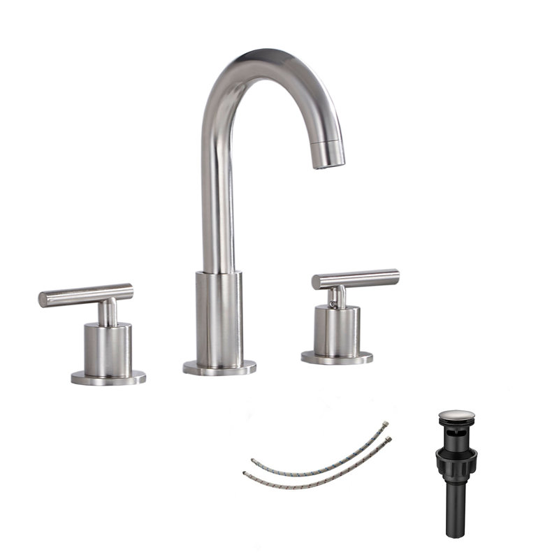 Widespread Bathroom Sink Faucet, Brushed Nickel