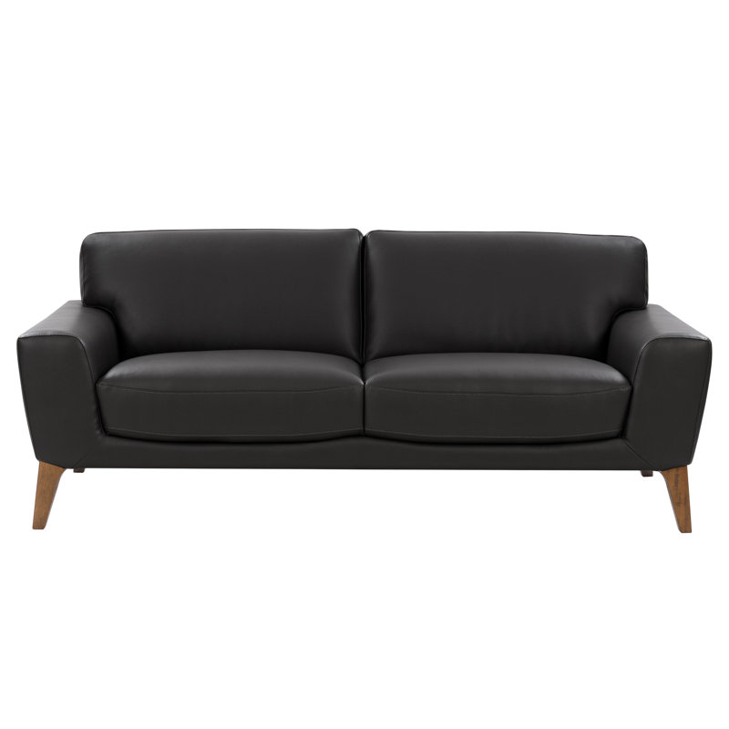 Neidlinger 78'' Faux Leather Sofa, Black Faux Leather