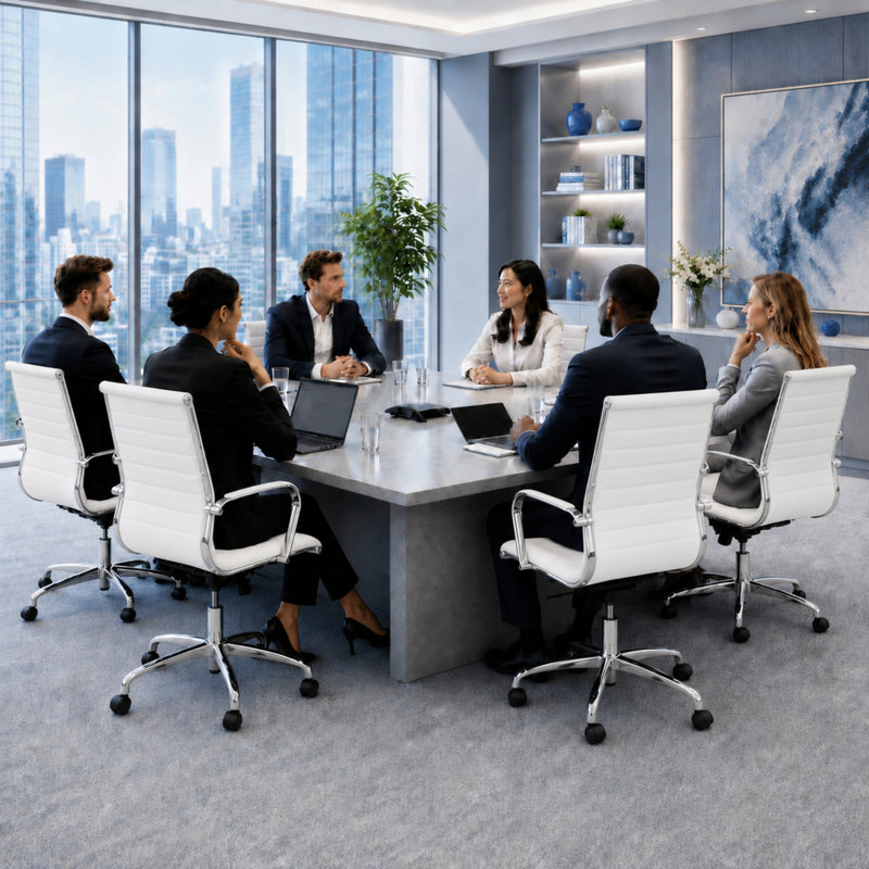 Fauteuil de direction en cuir Mulkey, Blanc