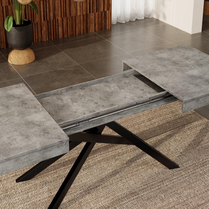 Extendable Metal Base Dining Table, Grey