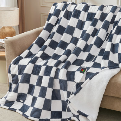 Plaid Sherpa Heated Blanket - 10 Heat Levels, 8H Auto Off, ETL Certified Electric Throw for Couch, Lap & Gift for Women Adults