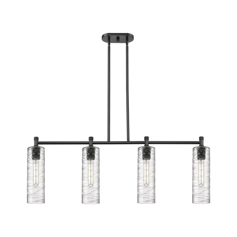 Luminaire suspendu pour îlot 4 lumières Crown Point, H 14,75 po x l 43,75 po x P 3,88 po, Tourbillon déco, Noir mat