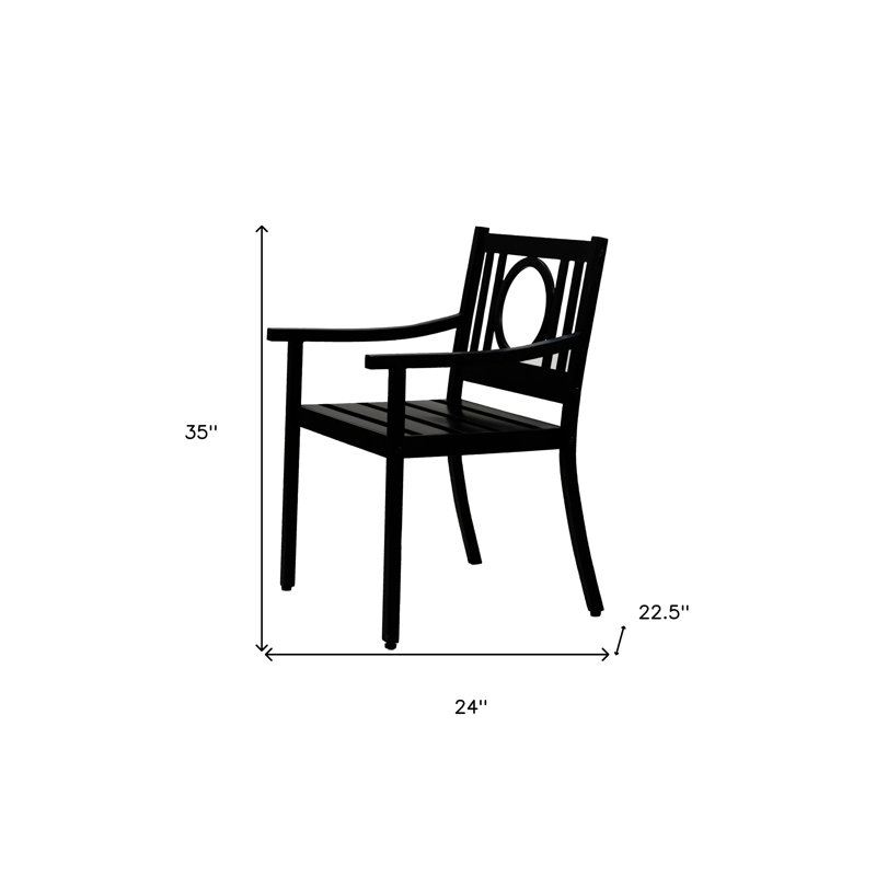 24" Black Steel Geo Back Outdoor Arm Chair