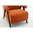  Mid Century Modern Accent Chair – Solid Wood Frame, Tufted Orange Polyester Upholstery with Thick Cushion
