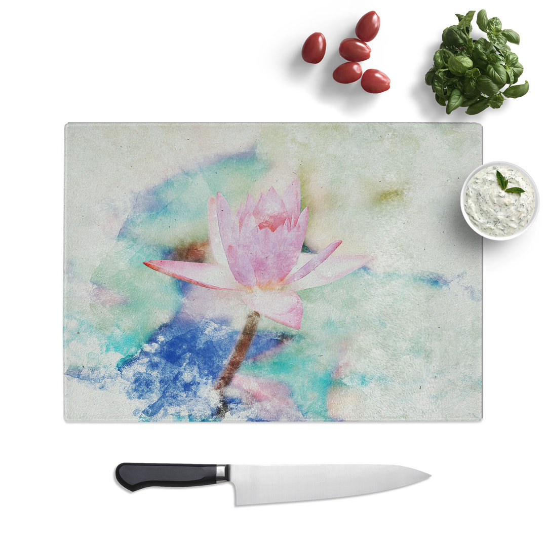 Water Lily Watercolour Chopping Board