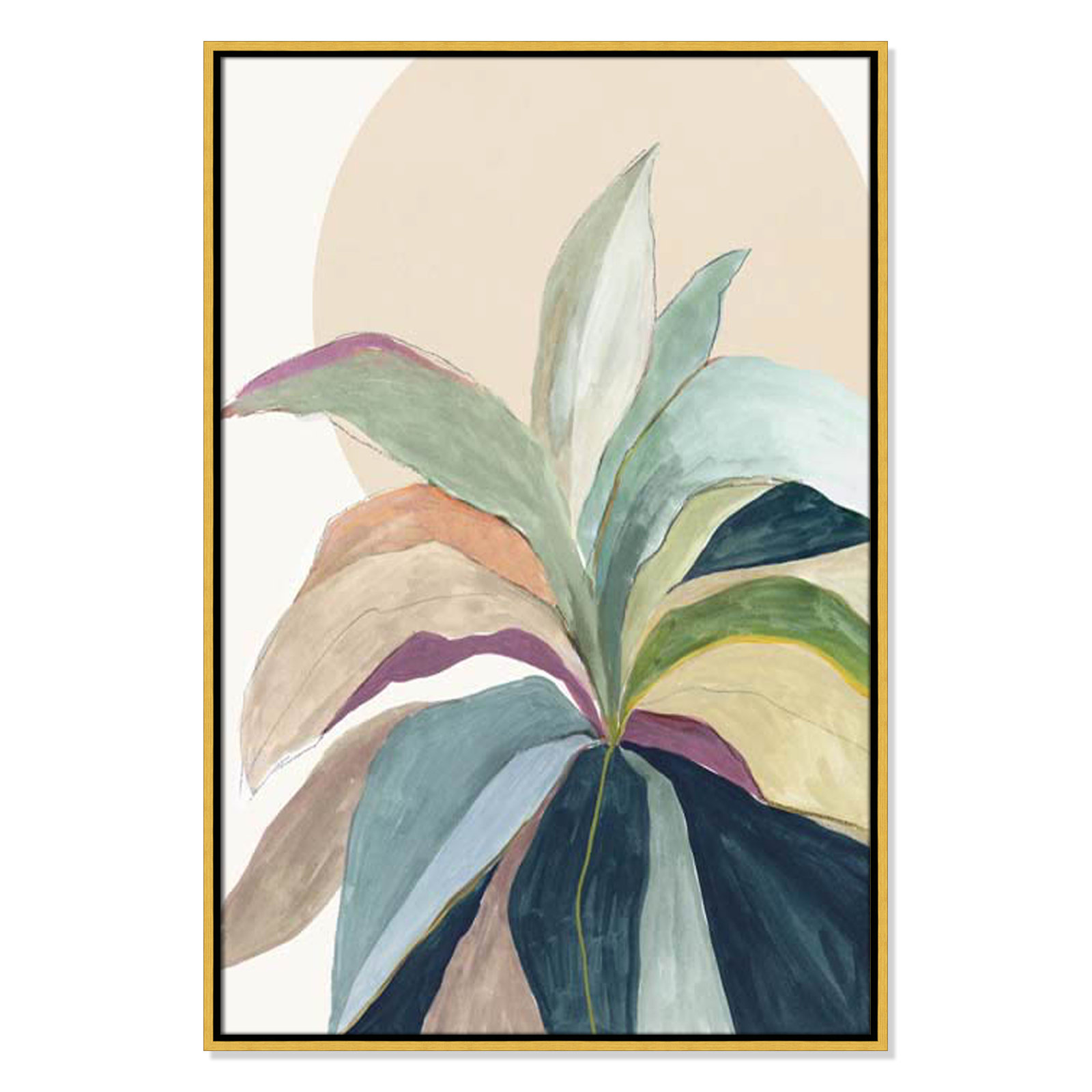 Byer "Sunny Bright Leaves II" Print by Asia Jensen, No Mat, Gold Floater Framed, 37.5" H x 25.5" W x 2" D
