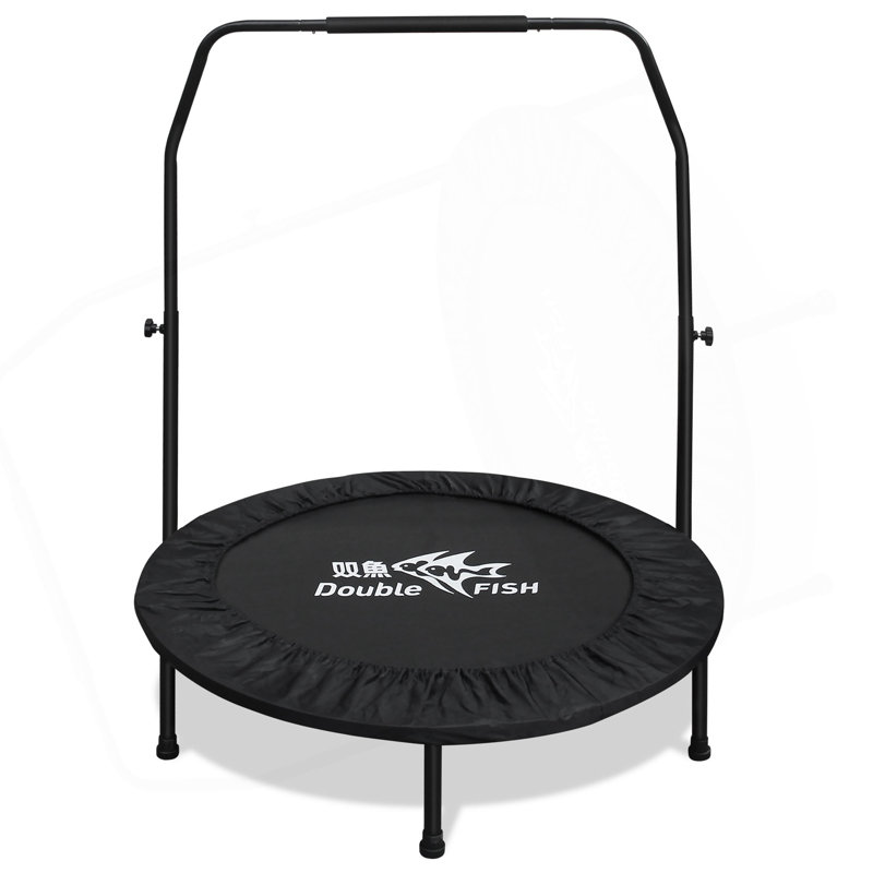 Mini trampoline réglable de haute qualité à poignée en mousse de 48 po - Peut supporter jusqu'à 400 lb, rebondisseur rectangulaire noir pour adultes - idéal pour les entraînements intérieurs et extérieurs