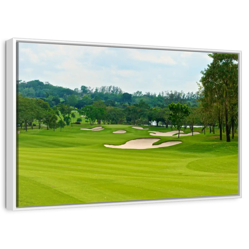 Magnifique terrain de golf, Cadre flottant blanc, 13 po x 9 po