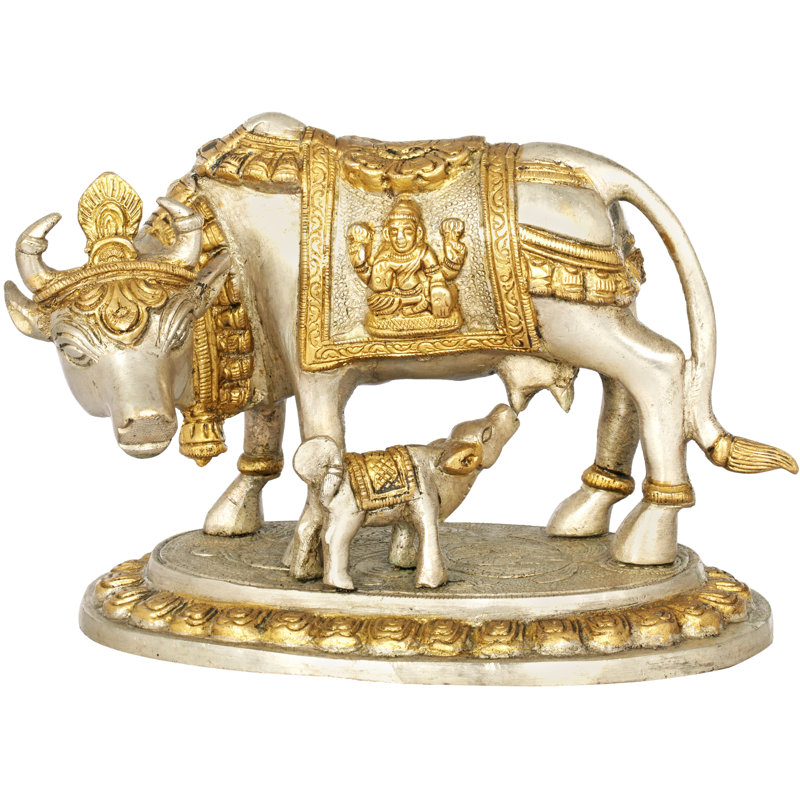 Vache et veau en laiton, Argent