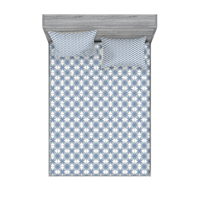 Microfiber Sheet Set, Queen Sheet Set with Fitted Sheet, Entwined Complex Optical Geometric