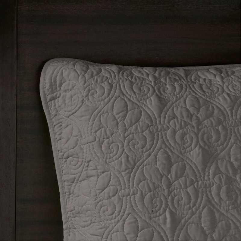Ensemble de couvre-lit réversible gris foncé, Couvre-lit double / grand + 2 taies décoratives, Gris foncé