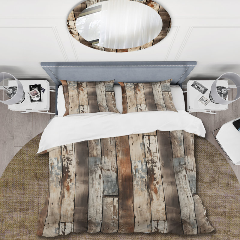 Ensemble de housse de couette Rustic Farmhouse, Housse de couette simple + 1 taie décorative stan