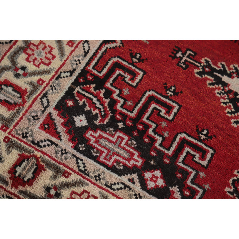 Tapis oriental géométrique à motif de vestibule indien 4 x 6