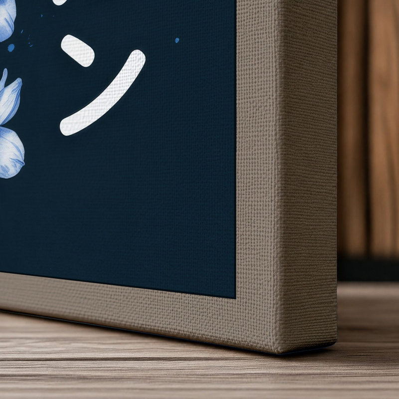 Delicate Blue Florals Botanical - Wrapped Canvas, 24x16 - 61.0 x 40.6 cm, Taupe Border
