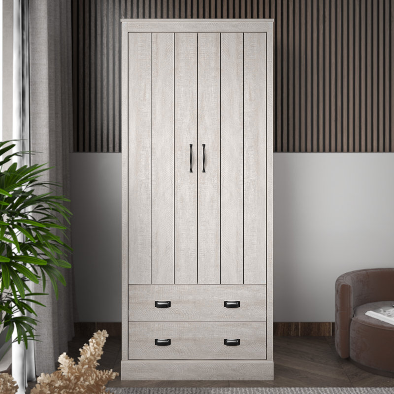 Bristol 2 Door 2 Drawer Wardrobe, Dusty Grey Oak