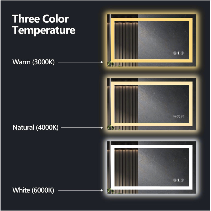 Frameless LED Bathroom Mirror,Smart Mirror, Vertical, 32" x 24"