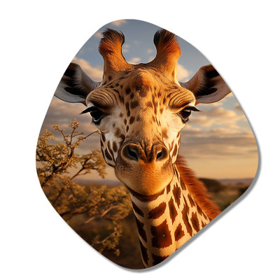Girafe Portrait Vibrant - Art mural asymétrique en forme de nébuleuse de girafe