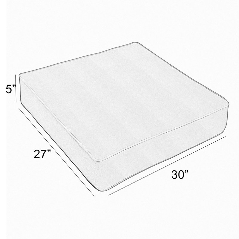 Outdoor 5'' Dining Chair Seat Cushion, Beige/Black, 23" W x 27" D