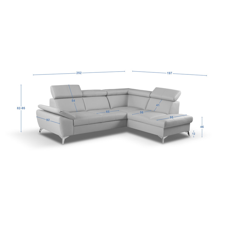 Niagara Genuine Leather Sleeper Corner Sofa with Storage, Adjustable Headrests & Adjustable Armrest, Beige, Right Hand Facing