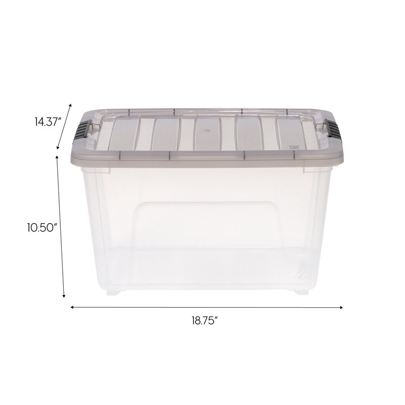 54 Qt./13.5 Gal. Plastic Storage Box with Latching Lid in Clear, 10.5"H x 14.375"W x 18.5"D, 32