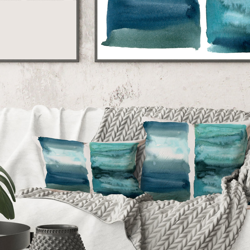Housse et insert de coussin carré Ocean Aquatic Impression II, 16" x 16"