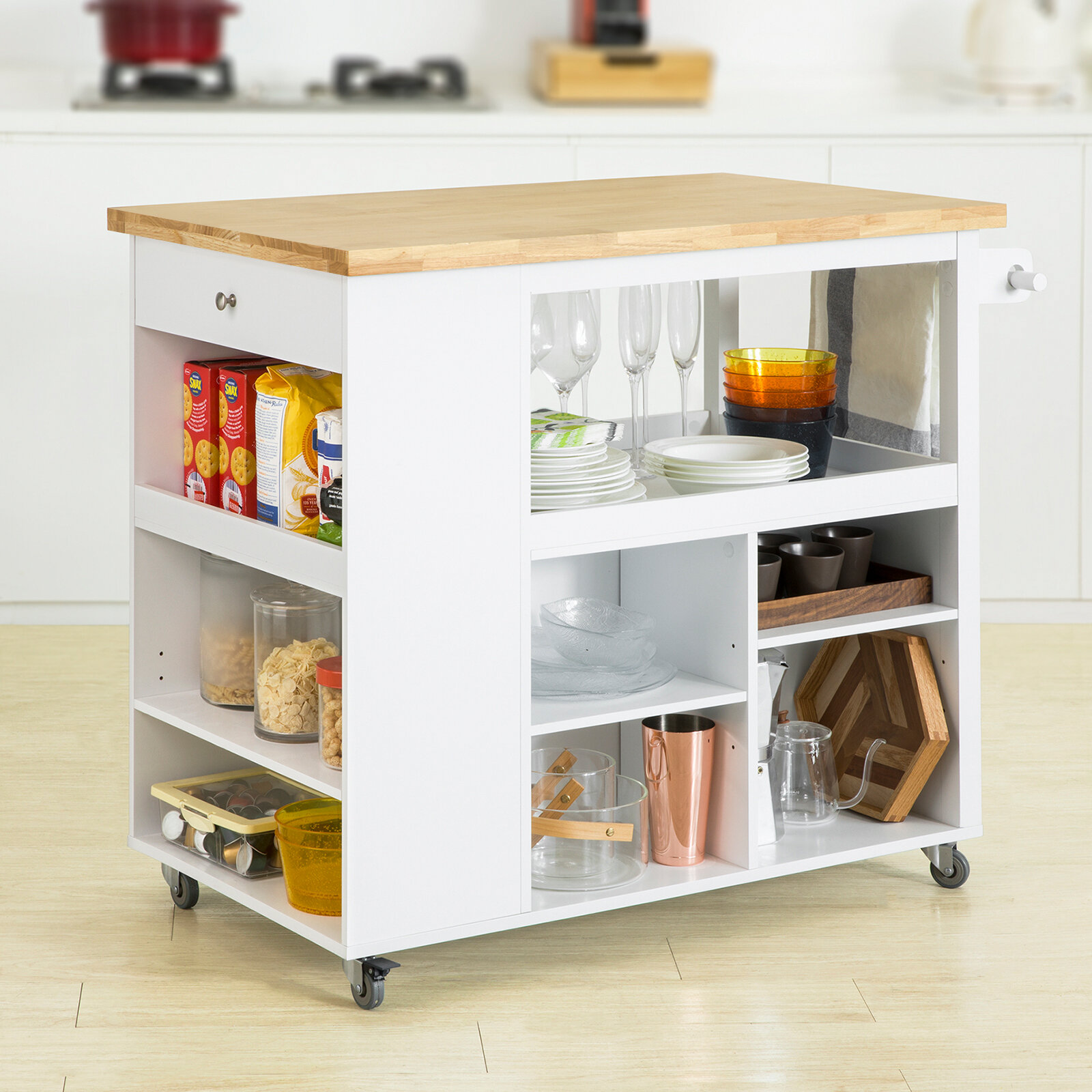 Ebern Designs Darson 108 Cm Kitchen Trolley With Locking Wheels   Darson 108 Cm Kitchen Trolley With Locking Wheels 