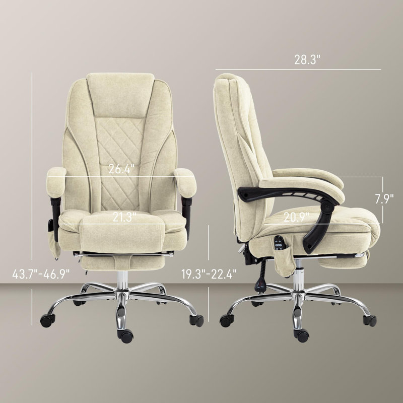 Massage Office Chair with Foot Rest, Executive Office Chair with 6 Vibration Point and Heat, Reclining Computer Chair, Swivel Desk Chair, Adjustable Height, Beige
