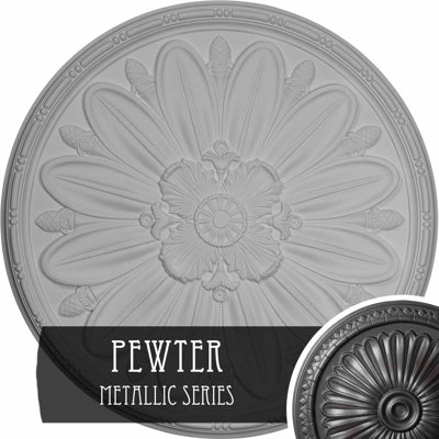 Médaillon de plafond Endurathane Sellek, DE 42 1/8 po x P 1 7/8 po (convient aux auvents jusqu'à 9 po), fini craquelé de boue du Mississippi peint à la main