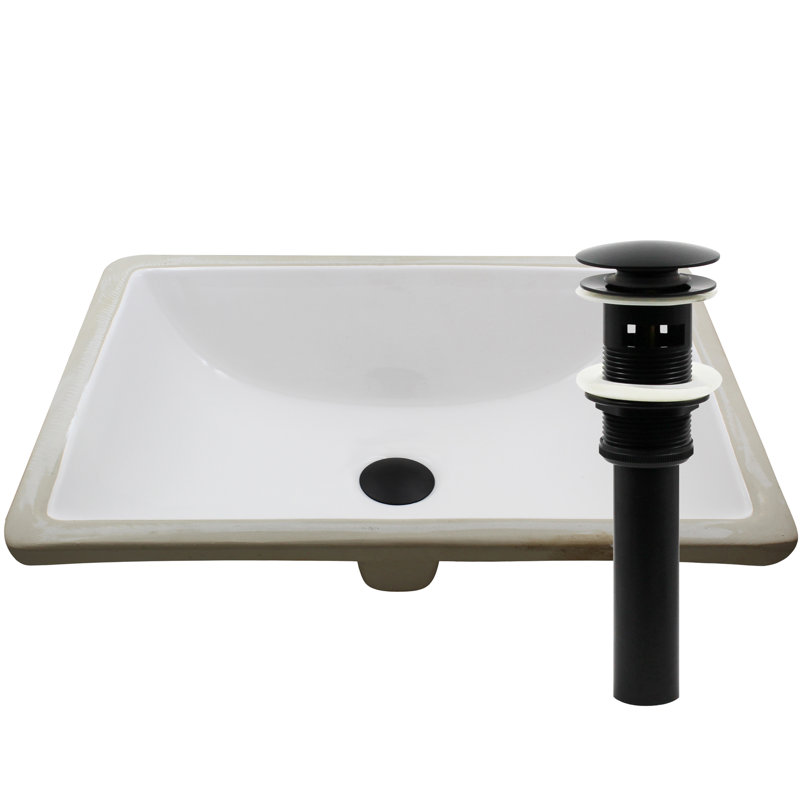 Novatto 20.25'' Porcelain Rectangular Bathroom Sink with Overflow, Matte Black