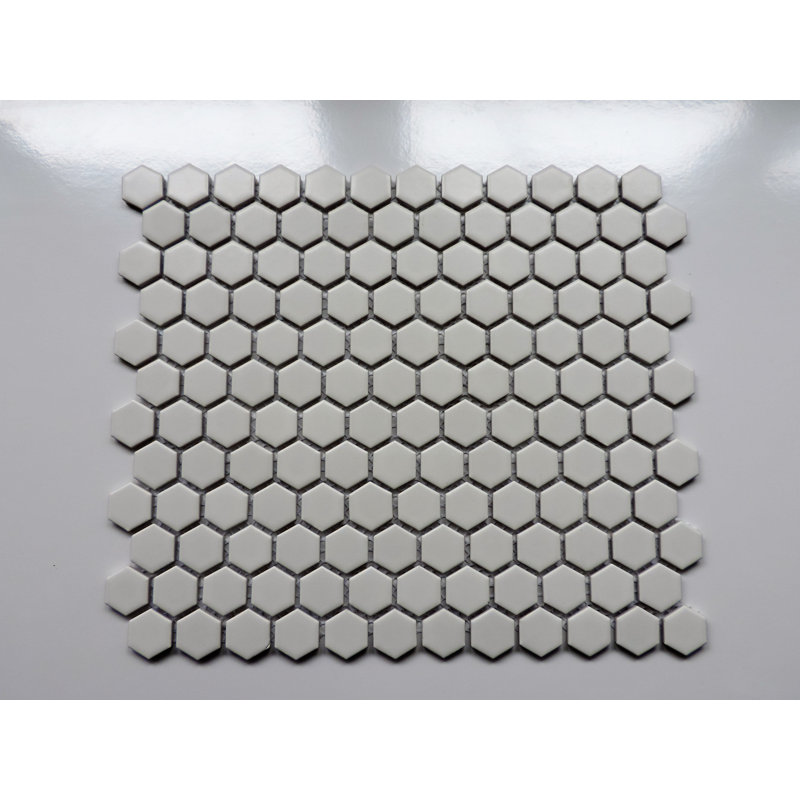 Barcelona 1" x 1.25" Porcelain Honeycomb Tile, White