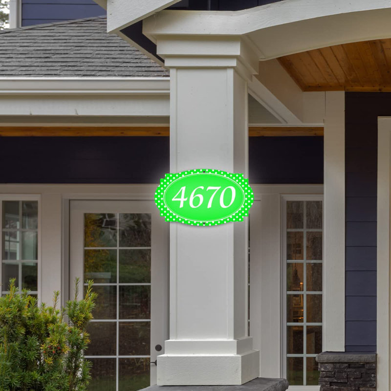 Plaque d'adresse murale sur 1 ligne, Vert lime, Oui