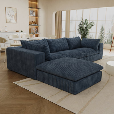 Cloud Sofa,Corduroy Fabric,Deep Seat Couches,Double-Layer Design,Removable Cushion