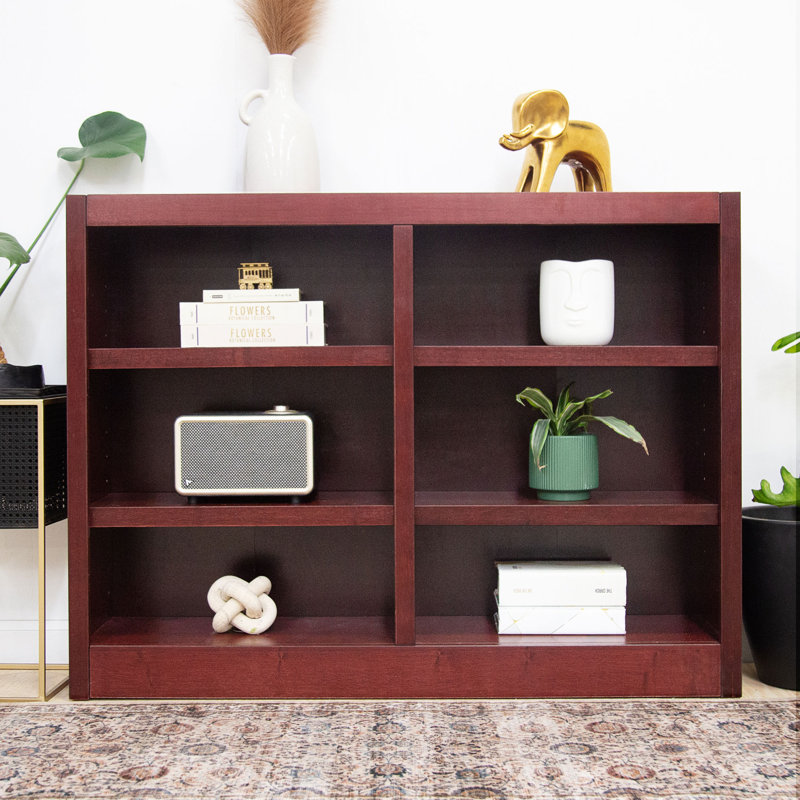 Backacre Double Wide Wood Bookcase, 8 Bookshelf,  48 inch Tall Storage and Display Bookshelf for Home Office and Living Room