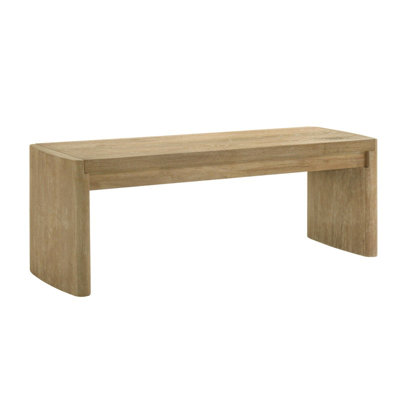 51 Inch Oak Finish Wood Bench For Home Entryway Dining Room, Panel Legs, Light Brown