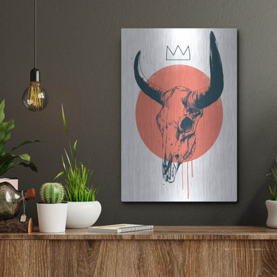  «Bull Skull» par Balazs Solti, art mural en métal, 12 po x 16 po