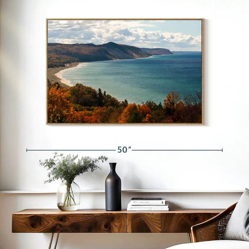 Dunes du lac Michigan, Cadre flottant en bois naturel, 43 po x 29 po