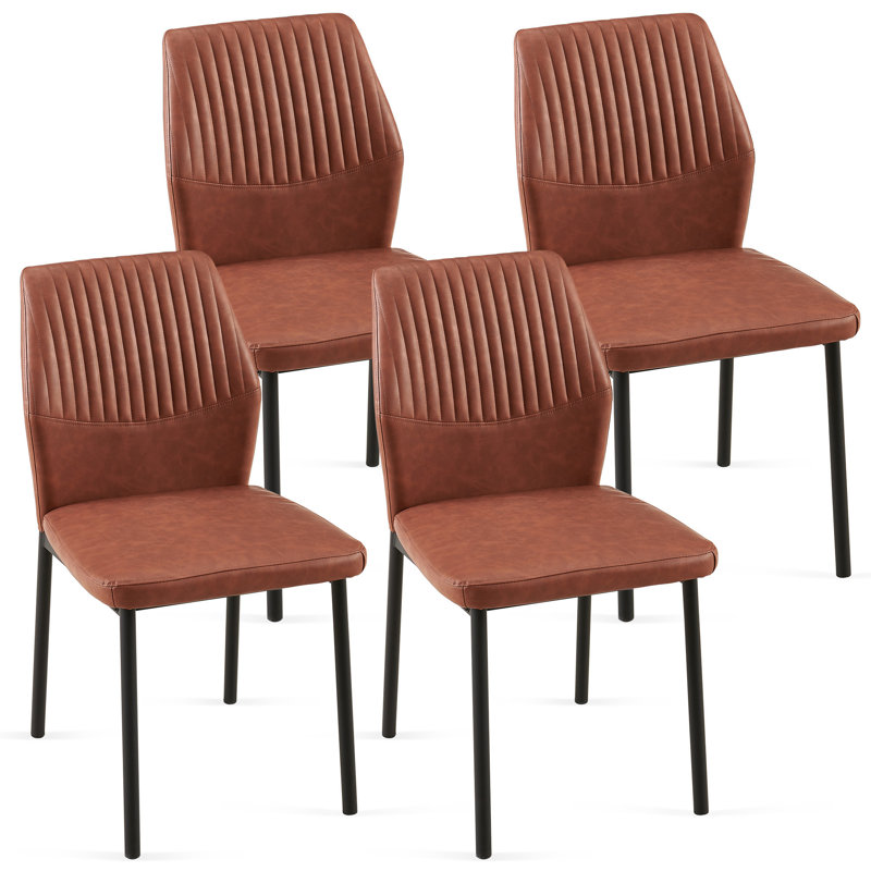 PU Leather Dining Chairs,Set of 4, Brown