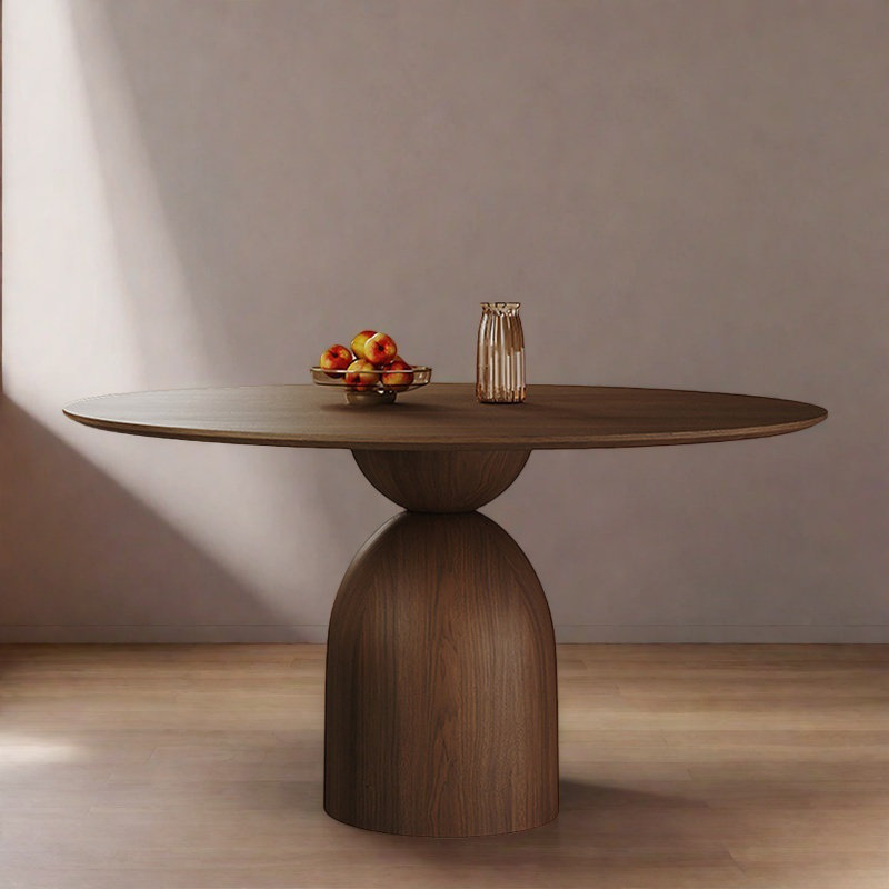 Simple retro style solid wood round table, 29.5"H x 59"L x 59"W