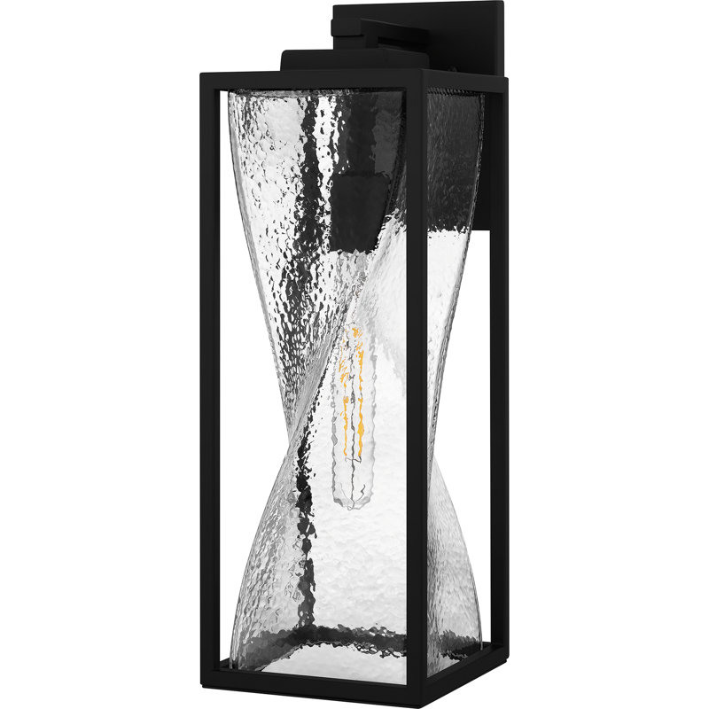Dipeeka 1-Light Matte Black Outdoor Wall Lantern, 20.25" H x 7" W x 8.75" D