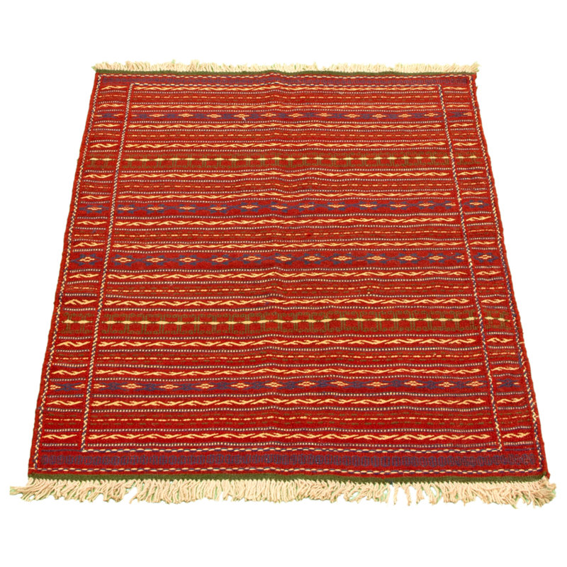 One-of-a-Kind 3'7" X 4'11" New Age Wool Area Rug in Red
